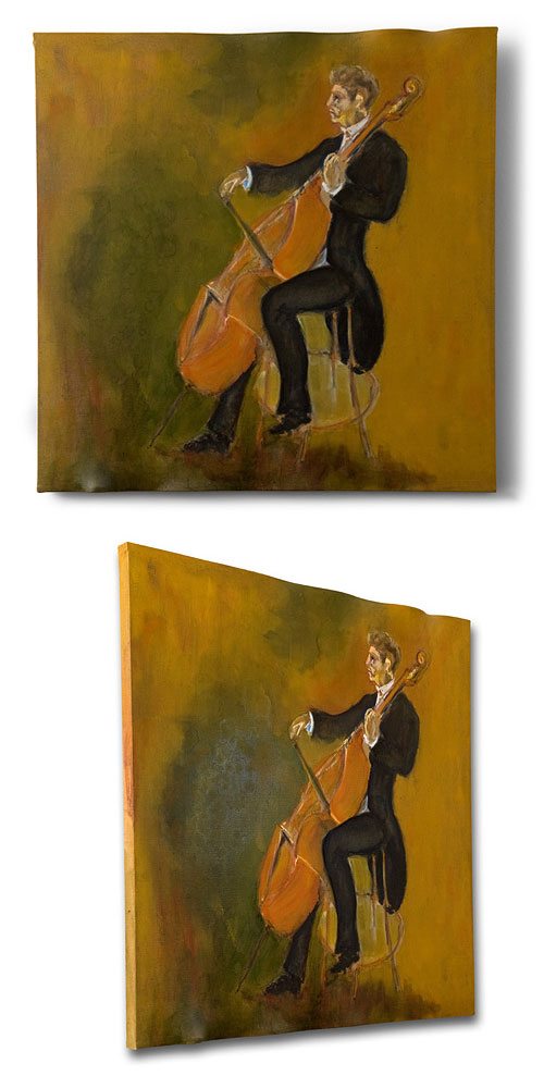 Double Bass, ASO, painting by Sam Golding
