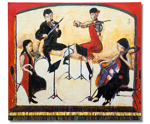 Flinders Quartet in the Round, painting by Sam Golding, 2011 Archibald entry